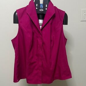 Jones New York Sleeveless Fuchsia Button Down Shirt